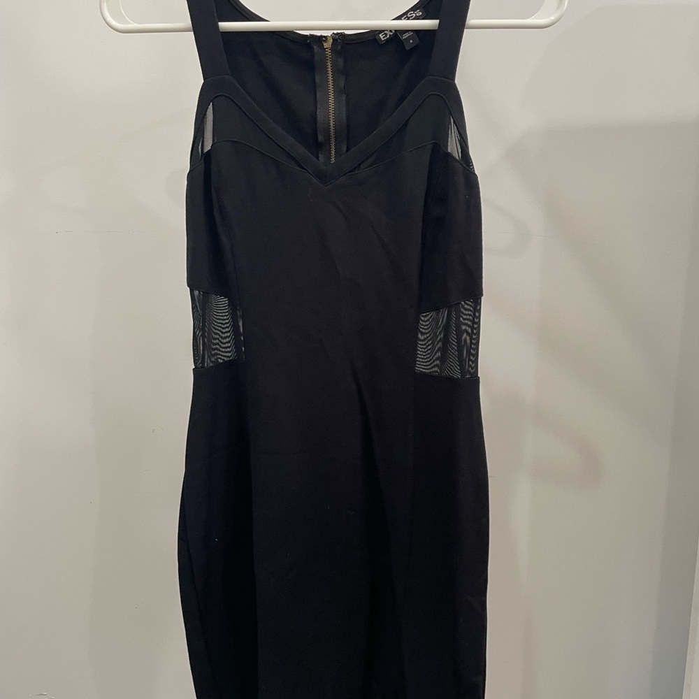Chic Black Dress with Mesh Accents
